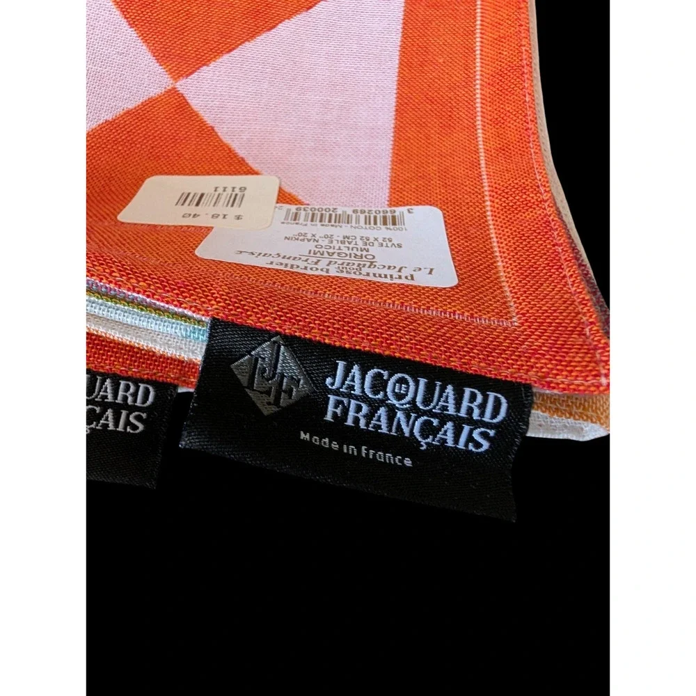 Le Jacquard Francais Origami Napkins New Set of 4 Multicolor Cotton 20 x 20